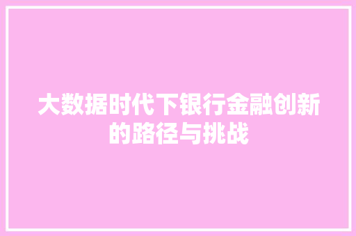 大数据时代下银行金融创新的路径与挑战  第1张