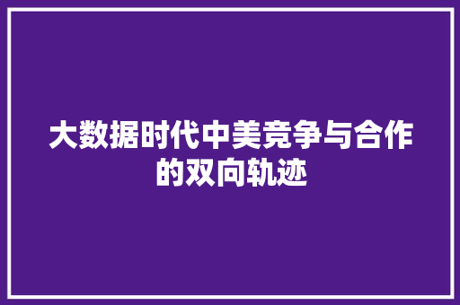 大数据时代中美竞争与合作的双向轨迹