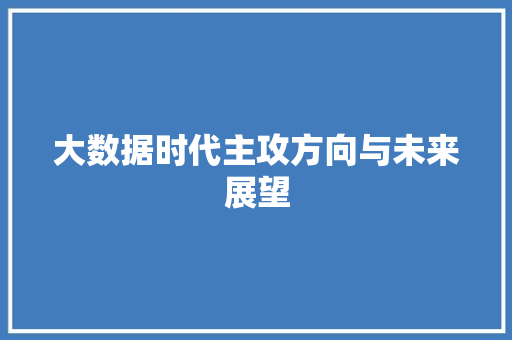 大数据时代主攻方向与未来展望  第1张