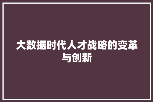 大数据时代人才战略的变革与创新  第1张