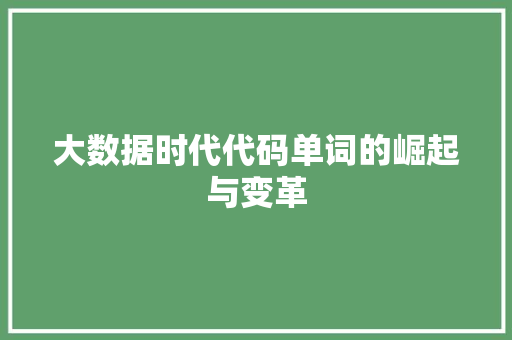 大数据时代代码单词的崛起与变革  第1张