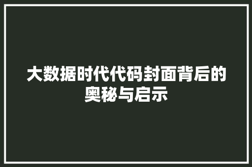 大数据时代代码封面背后的奥秘与启示