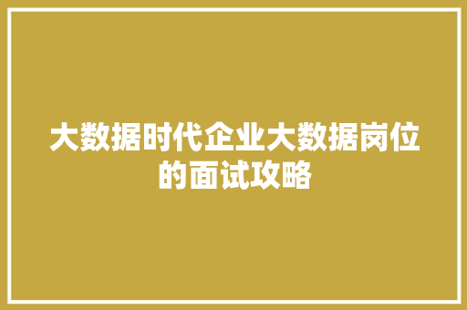 大数据时代企业大数据岗位的面试攻略  第1张