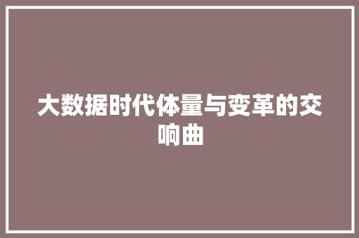 大数据时代体量与变革的交响曲  第1张