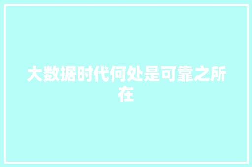 大数据时代何处是可靠之所在  第1张