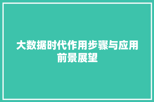 大数据时代作用步骤与应用前景展望  第1张