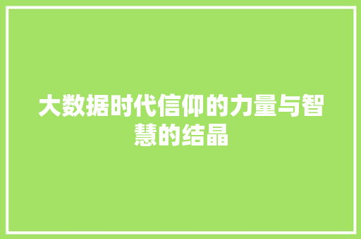 大数据时代信仰的力量与智慧的结晶  第1张