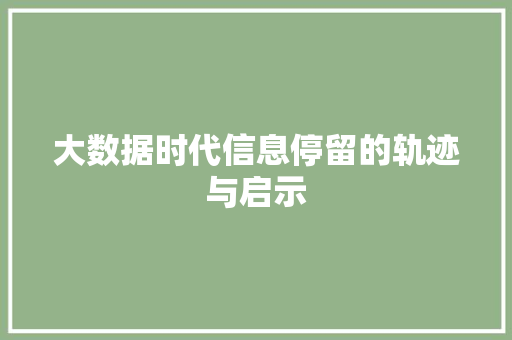 大数据时代信息停留的轨迹与启示  第1张