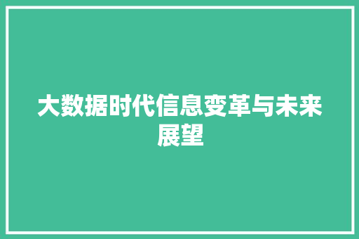 大数据时代信息变革与未来展望