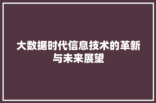 大数据时代信息技术的革新与未来展望  第1张