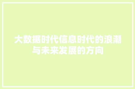 大数据时代信息时代的浪潮与未来发展的方向  第1张