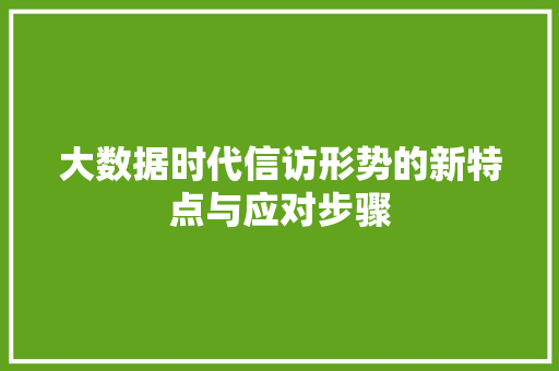 大数据时代信访形势的新特点与应对步骤
