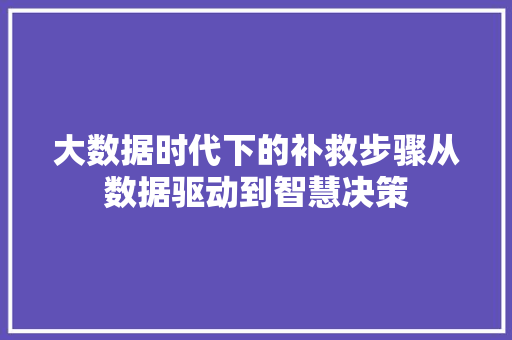 大数据时代下的补救步骤从数据驱动到智慧决策  第1张