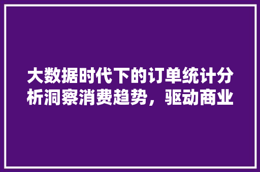 大数据时代下的订单统计分析洞察消费趋势，驱动商业决策