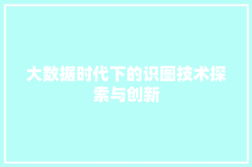 大数据时代下的识图技术探索与创新