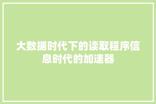 大数据时代下的读取程序信息时代的加速器