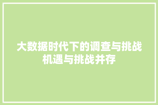 大数据时代下的调查与挑战机遇与挑战并存  第1张
