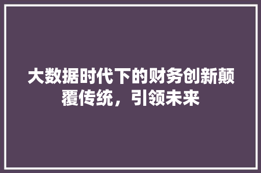 大数据时代下的财务创新颠覆传统，引领未来  第1张