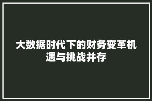 大数据时代下的财务变革机遇与挑战并存  第1张
