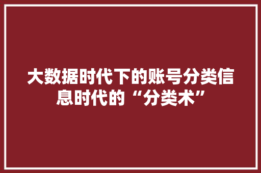 大数据时代下的账号分类信息时代的“分类术”  第1张