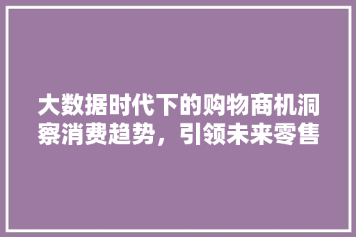 大数据时代下的购物商机洞察消费趋势，引领未来零售  第1张