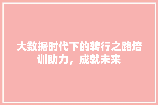 大数据时代下的转行之路培训助力，成就未来  第1张