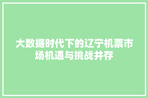 大数据时代下的辽宁机票市场机遇与挑战并存