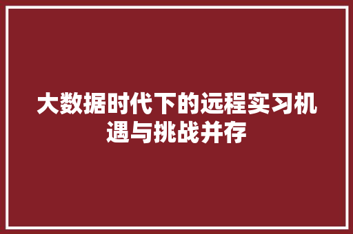 大数据时代下的远程实习机遇与挑战并存  第1张