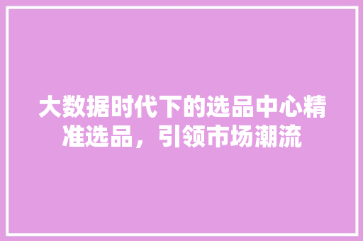 大数据时代下的选品中心精准选品，引领市场潮流  第1张