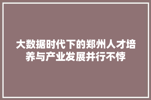 大数据时代下的郑州人才培养与产业发展并行不悖  第1张