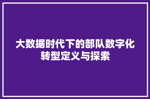 大数据时代下的部队数字化转型定义与探索