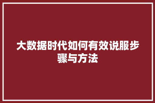 大数据时代如何有效说服步骤与方法  第1张