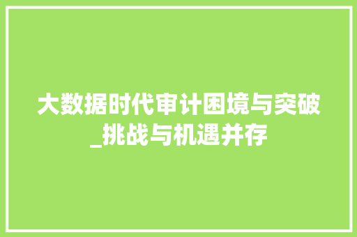 大数据时代审计困境与突破_挑战与机遇并存  第1张