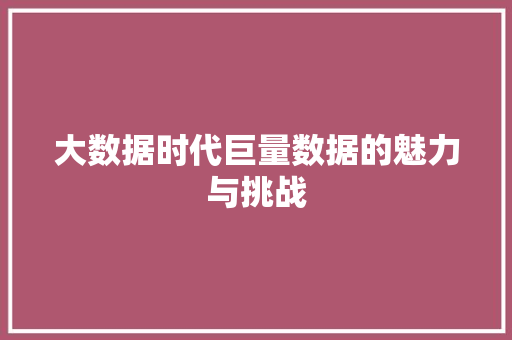 大数据时代巨量数据的魅力与挑战  第1张