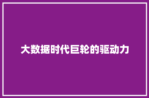 大数据时代巨轮的驱动力
