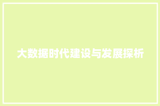 大数据时代建设与发展探析  第1张