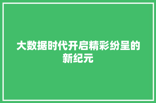 大数据时代开启精彩纷呈的新纪元  第1张