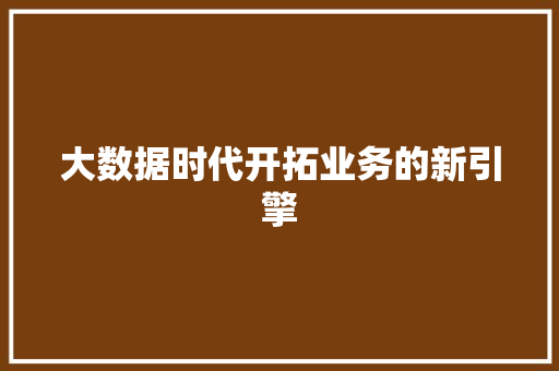 大数据时代开拓业务的新引擎  第1张