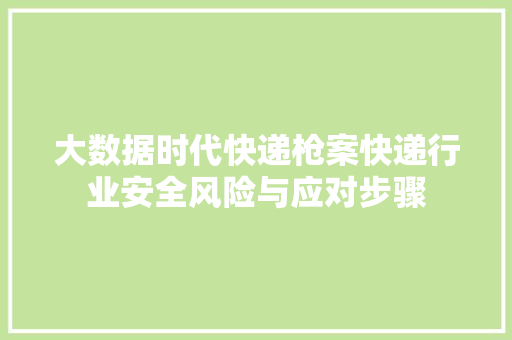 大数据时代快递枪案快递行业安全风险与应对步骤  第1张