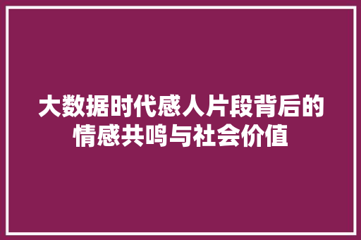 大数据时代感人片段背后的情感共鸣与社会价值  第1张