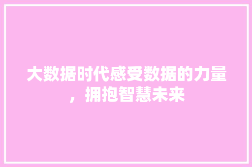 大数据时代感受数据的力量，拥抱智慧未来