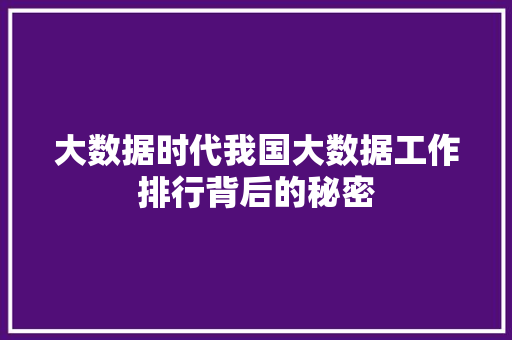 大数据时代我国大数据工作排行背后的秘密