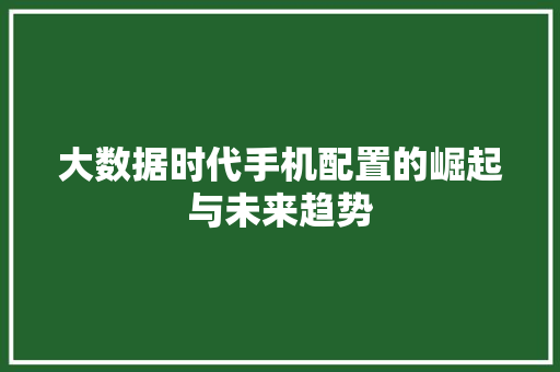 大数据时代手机配置的崛起与未来趋势