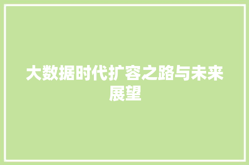 大数据时代扩容之路与未来展望  第1张