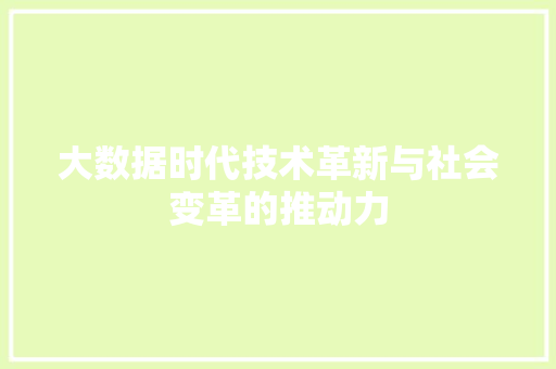 大数据时代技术革新与社会变革的推动力