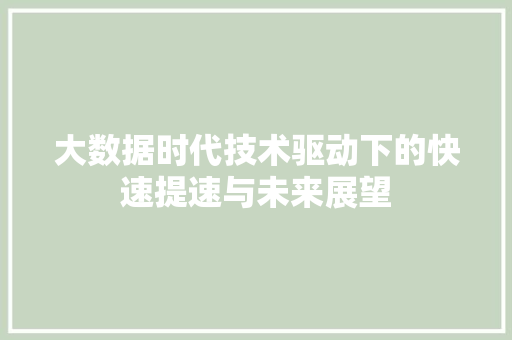 大数据时代技术驱动下的快速提速与未来展望  第1张