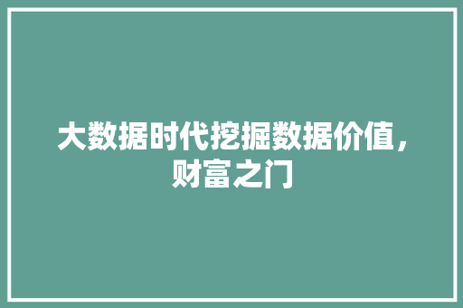 大数据时代挖掘数据价值，财富之门