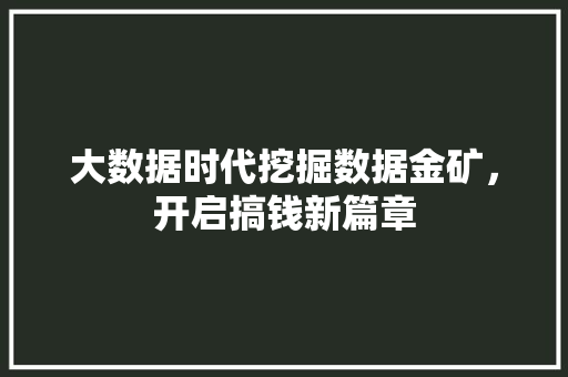 大数据时代挖掘数据金矿，开启搞钱新篇章