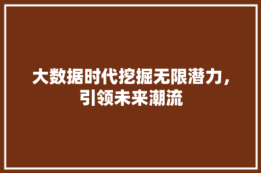 大数据时代挖掘无限潜力，引领未来潮流  第1张