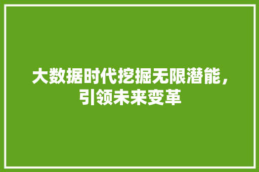 大数据时代挖掘无限潜能，引领未来变革  第1张